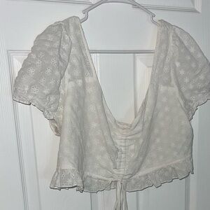 SHEIN White Floral Lace Blouse